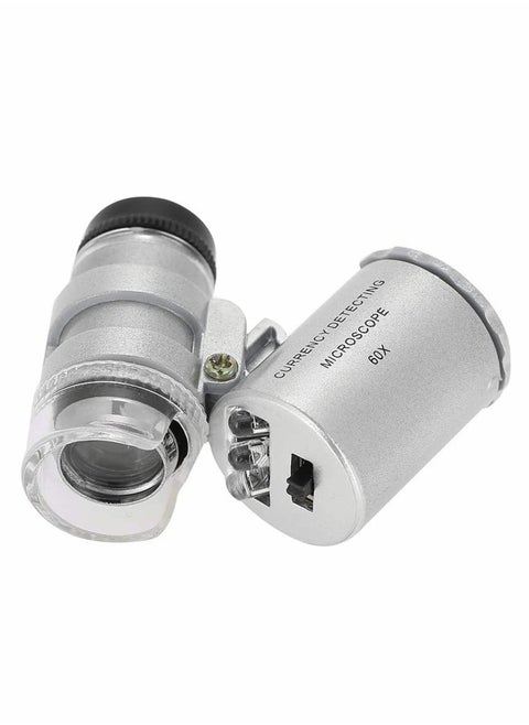 Mini Microscope, 60X Universal Portable Microscope with LED UV Lights Magnifying Glass