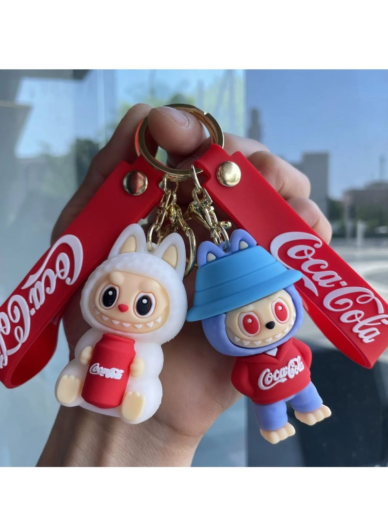 Coca-Cola Keychain For Women And Girls, Cute Labubu Doll Wristlet Accessories For Backpack Handbag Car Keys  - Image 2