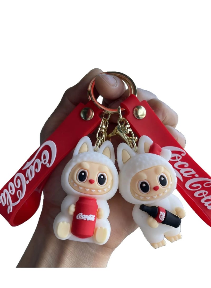 Coca-Cola Keychain For Women And Girls, Cute Labubu Doll Wristlet Accessories For Backpack Handbag Car Keys  - Image 3