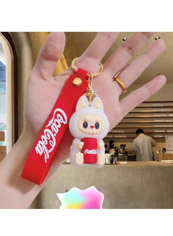 Coca-Cola Keychain For Women And Girls, Cute Labubu Doll Wristlet Accessories For Backpack Handbag Car Keys  - Image 4