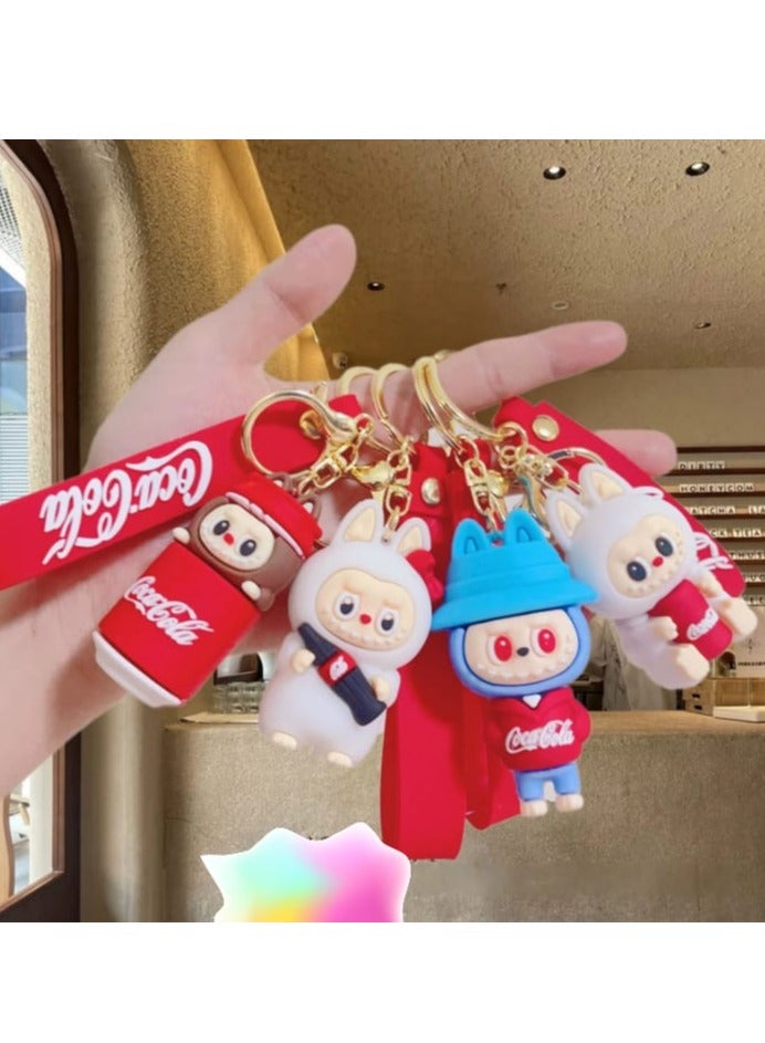 Coca-Cola Keychain For Women And Girls, Cute Labubu Doll Wristlet Accessories For Backpack Handbag Car Keys  - Image 5