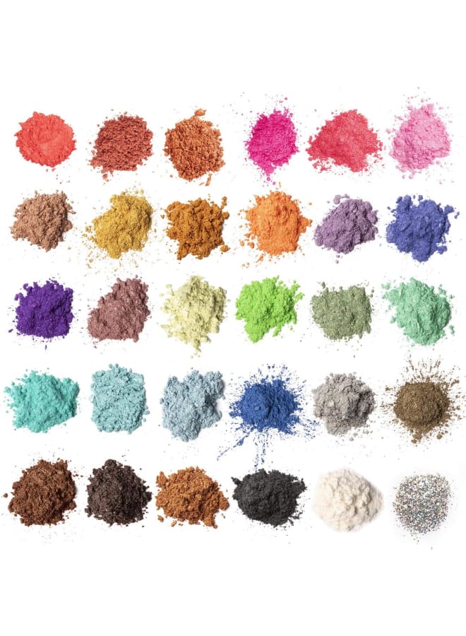 Mica Powder, Soap Dye, 30 Colours (5 g), Epoxy Resin Pigment Mica Powder + Glitter Powder for Candles, Bath Bomb, Slime, Makeup, Nail Polish, Paint  - Image 1