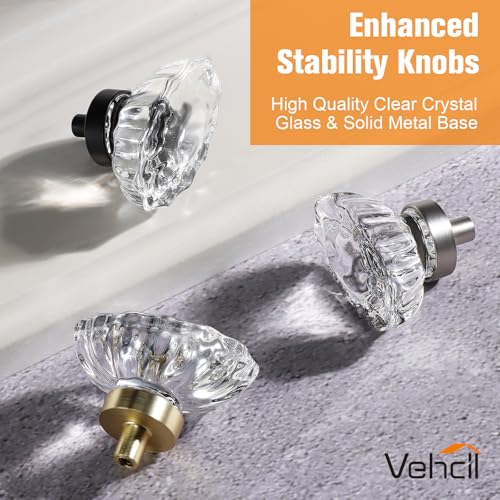 VEHCIL Crystal Cabinet Knobs, 8 Pack Gold Drawer Dresser Knobs, Single Hole Vintage Dresser Pulls for Cupboard, Closet, Bathroom, Dresser, Drawers, Retro Oval Flower Design - Image 3