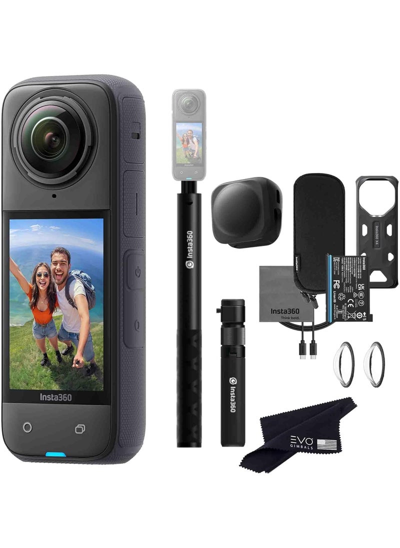 Insta360 Insta360 X4 Bullet Time Bundle Waterproof 360 Action Camera with 12 48MP Sensors 8K 360 HDR Video 72MP 360 Photo Bundle Includes Bullet Time Lens Cap No Card Black  - Image 1