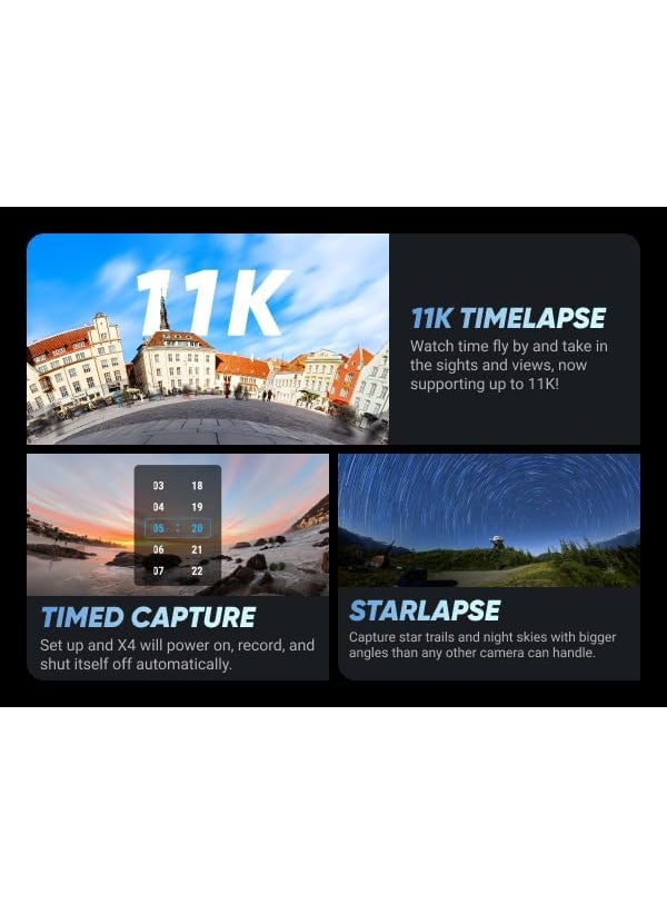 Insta360 Insta360 X4 Bullet Time Bundle Waterproof 360 Action Camera with 12 48MP Sensors 8K 360 HDR Video 72MP 360 Photo Bundle Includes Bullet Time Lens Cap No Card Black  - Image 3