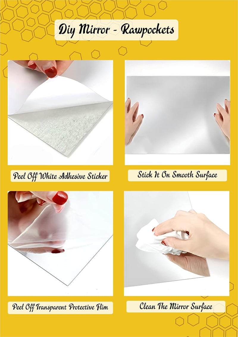 Rawpockets rawpockets Hexagon Silver 3D Acrylic Self Adhersive Mirror Sticker Pack of 20  - Image 4