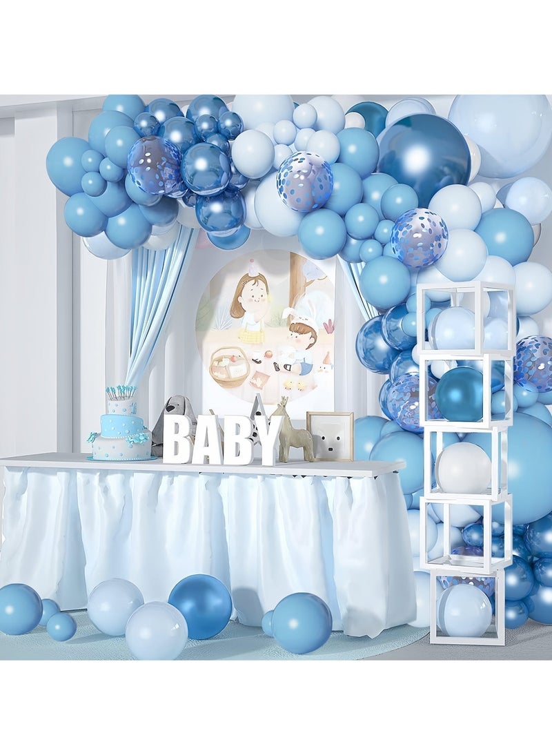 عالم البالونات مجموعة من 106 قطعة من أقواس البالونات المزخرفة من اللاتكس باللون الأزرق والأبيض - مثالية لحفلات التخرج وحفلات استقبال المولود وحفلات الزفاف وأعياد الميلاد وحفلات توديع العزوبية - مناسبة للاستخدام الداخلي والخارجي - Image 3