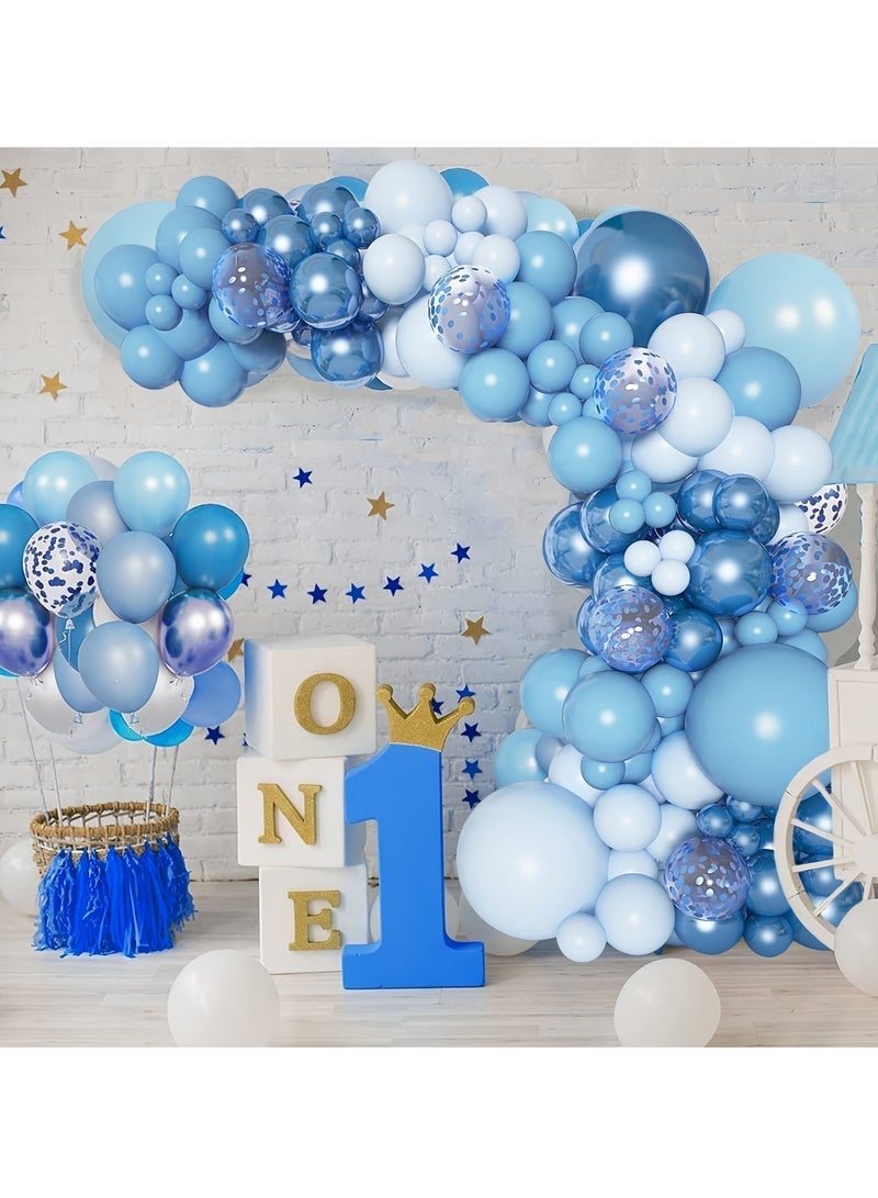 عالم البالونات مجموعة من 106 قطعة من أقواس البالونات المزخرفة من اللاتكس باللون الأزرق والأبيض - مثالية لحفلات التخرج وحفلات استقبال المولود وحفلات الزفاف وأعياد الميلاد وحفلات توديع العزوبية - مناسبة للاستخدام الداخلي والخارجي - Image 1