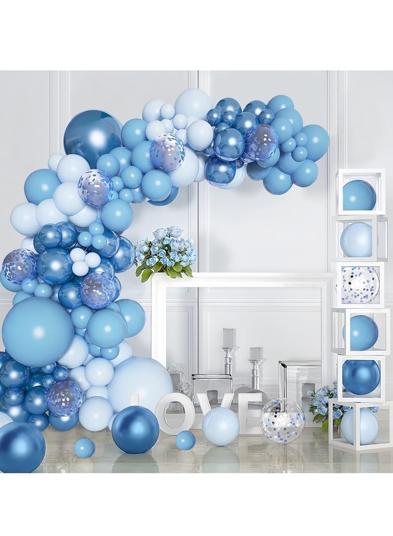 عالم البالونات مجموعة من 106 قطعة من أقواس البالونات المزخرفة من اللاتكس باللون الأزرق والأبيض - مثالية لحفلات التخرج وحفلات استقبال المولود وحفلات الزفاف وأعياد الميلاد وحفلات توديع العزوبية - مناسبة للاستخدام الداخلي والخارجي - Image 4