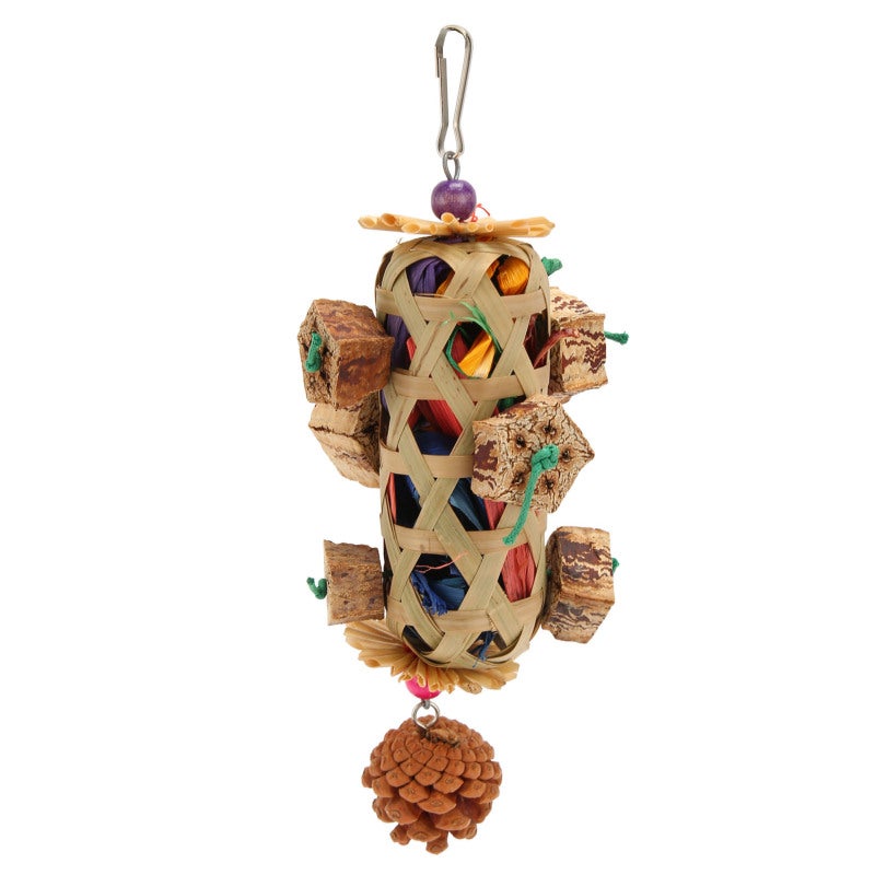 Parrot Chew Toys Bamboo Pine Cone Foraging Chewable Toy - Multifunctional Bird Cage Toy with Trace Elements for Small and Medium Birds - Image 1