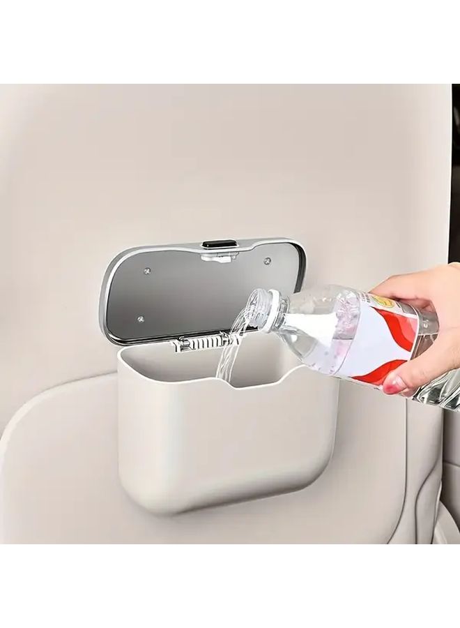 Multi Functional Car Trash Can Beige ABS Material Suitable For 99% Vehicles Dry Wet Use Space Saving Installation Automatic Organization Travel Essential Minimalist Design Modern Vehicle Accessory Sturdy Car Storage - Image 4