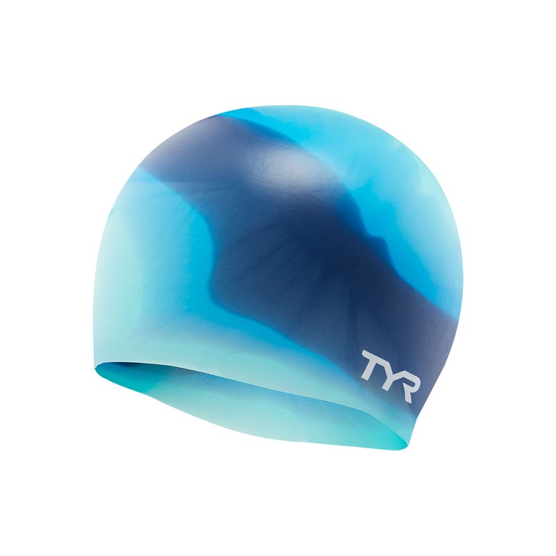 TYR Youth Wrinkle Free Silicone Swim Cap for Drag Reduction and Hair Protection, Blue/Teal - Image 5