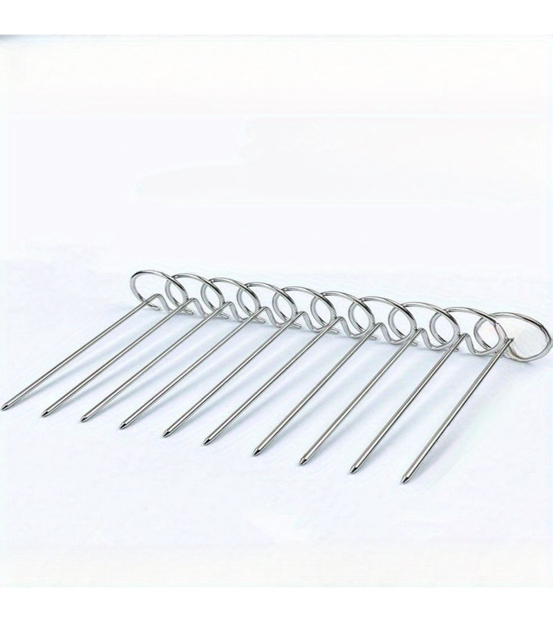 10 Pcs Stainless Steel Vertical Skewers for Air Fryers And BBQ Grills Durable Baking Needles With Secure Holding Loops For Even Cooking Of Meats And Veggies - Image 2