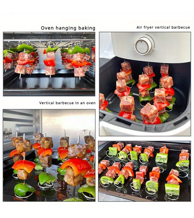 10 Pcs Stainless Steel Vertical Skewers for Air Fryers And BBQ Grills Durable Baking Needles With Secure Holding Loops For Even Cooking Of Meats And Veggies - Image 5
