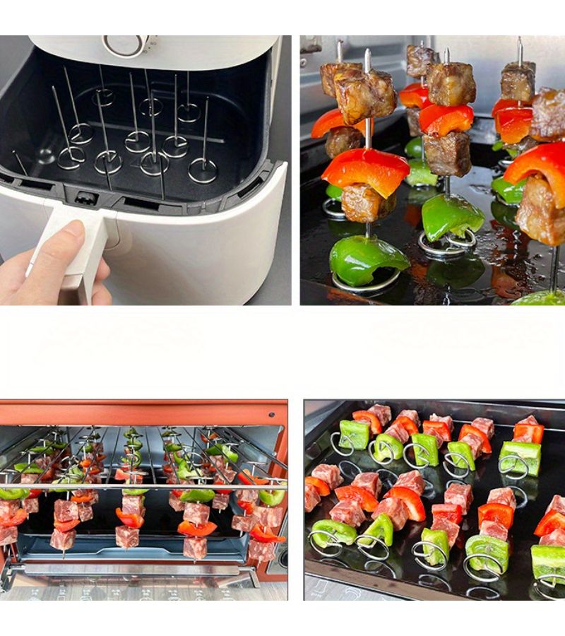 10 Pcs Stainless Steel Vertical Skewers for Air Fryers And BBQ Grills Durable Baking Needles With Secure Holding Loops For Even Cooking Of Meats And Veggies - Image 4