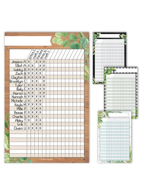 Hadley Designs 4 Farmhouse Data Charts Classroom Incentive Chart for Classroom - Homework Chart for Classroom Reward Chart, Attendance Chart for Classroom Charts, Reward Chart for Kids Behavior
