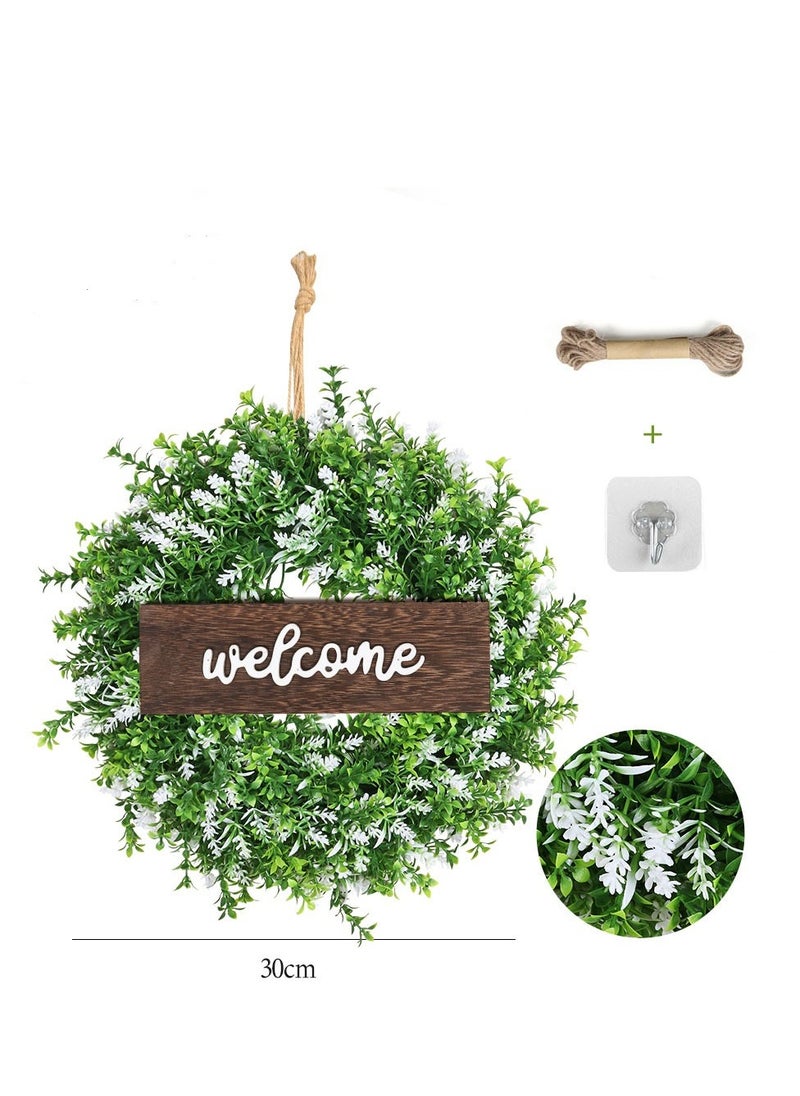 Y&D - Welcome Sign with Wreaths Rustic Front Door Decor Wood Hanging Artificial Eucalyptus Farmhouse Porch Decorations for Home Wedding Gift - Image 1