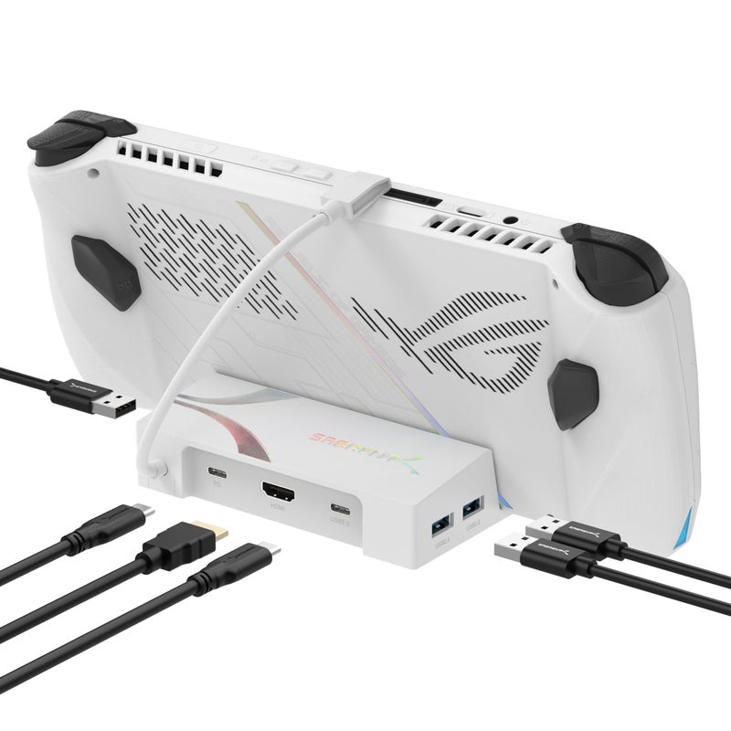 SABRENT محطة إرساء SABRENT لجهاز Asus ROG Ally، 6 منافذ USB Type-C، 4K@60Hz HDMI، منافذ USB بسرعة 5Gbps، توصيل الطاقة، تصميم مدمج للألعاب (DS-RA6P) - Image 1