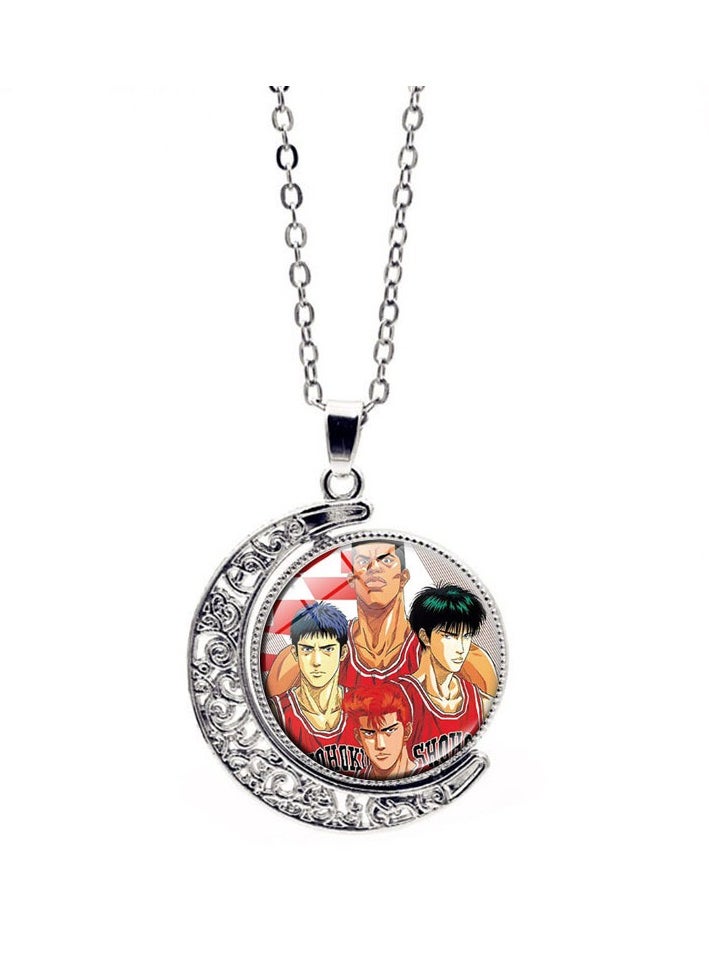 KUYING New Slam Dunk Double Sided Rotating Moon Pendant Necklace 