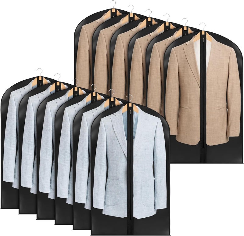 Zilink Clear Garment Bags for Hanging Clothes Clear Suit Bags for Closet Storage Breathable Suit Bag for Travel for Suits, Coats, Jackets, Set of 12 - Image 1