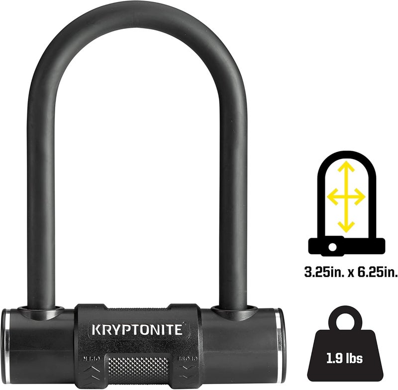 Kryptonite Bike U-Lock with Braided Steel Cable, High Security Anti-Theft Bicycle U Lock, 12mm Shackle and 8mm x4ft Length Security Cable with Keys for Scooter Road Mountain Bikes - Image 3