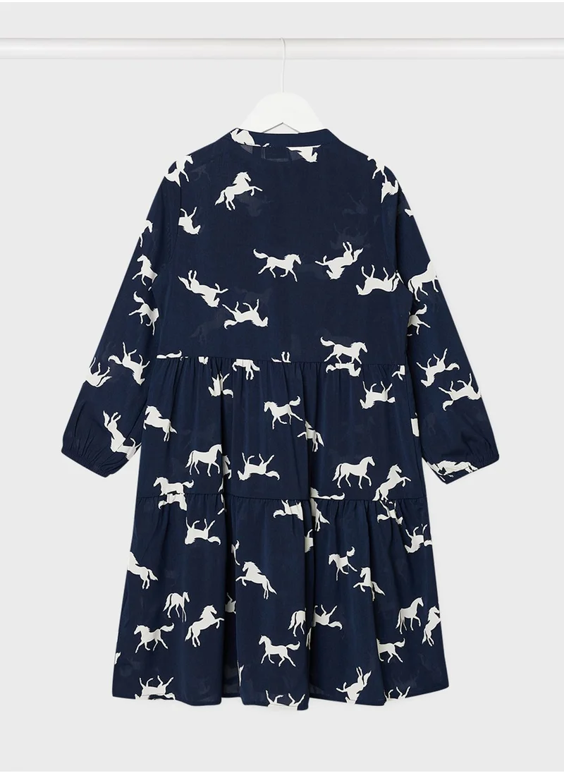 NAME IT Kids Horse Print Midi Dress