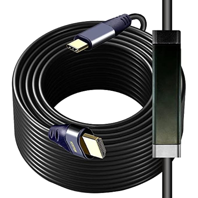 rayihni USB C TO HDMI CABLE 25FT WITH IC, 4K@60HZ TYPE-C TO HDMI FOR MACBOOK PRO/AIR, IMAC, GALAXY S20 S10 S9 S8, SURFACE, DELL, HP, MACBOOK PRO, MACBOOK AIR, IPAD PRO, PIXELBOOK, XPS, GALAXY, AND MORE - Image 1
