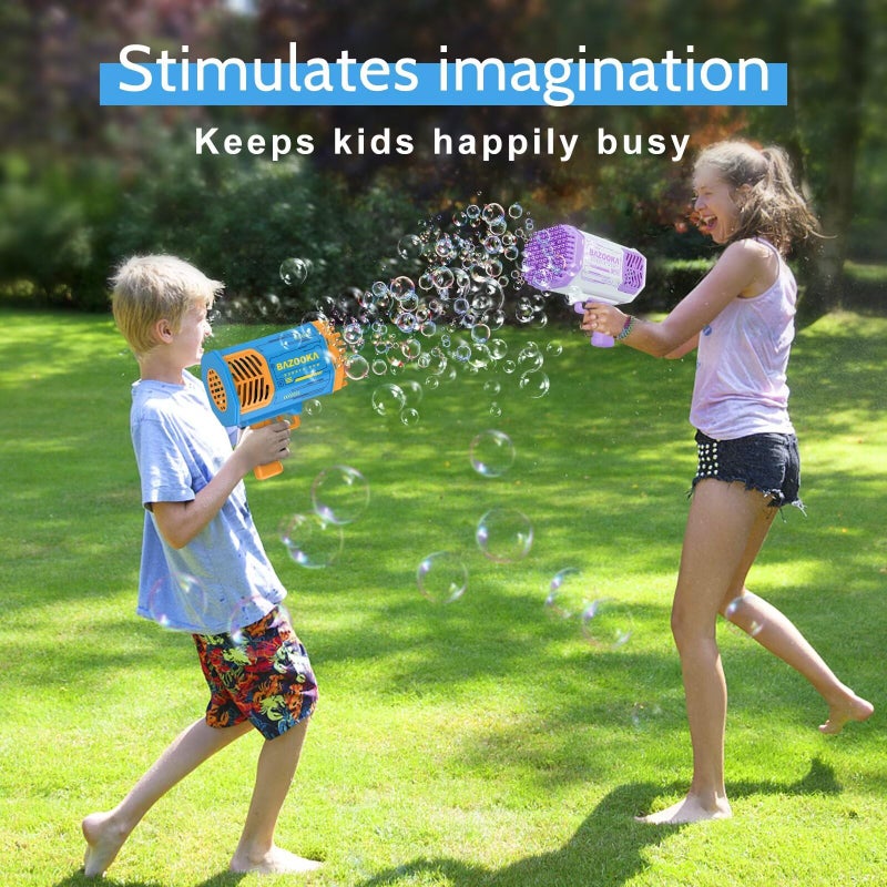 DESERT HOME Bubble Gun Bazooka Machine with Solution - 69 Holes Blaster for Outdoor Summer Toy, Party Favors - Blue Christmas Bubble Maker Blowers for Kids - Image 5