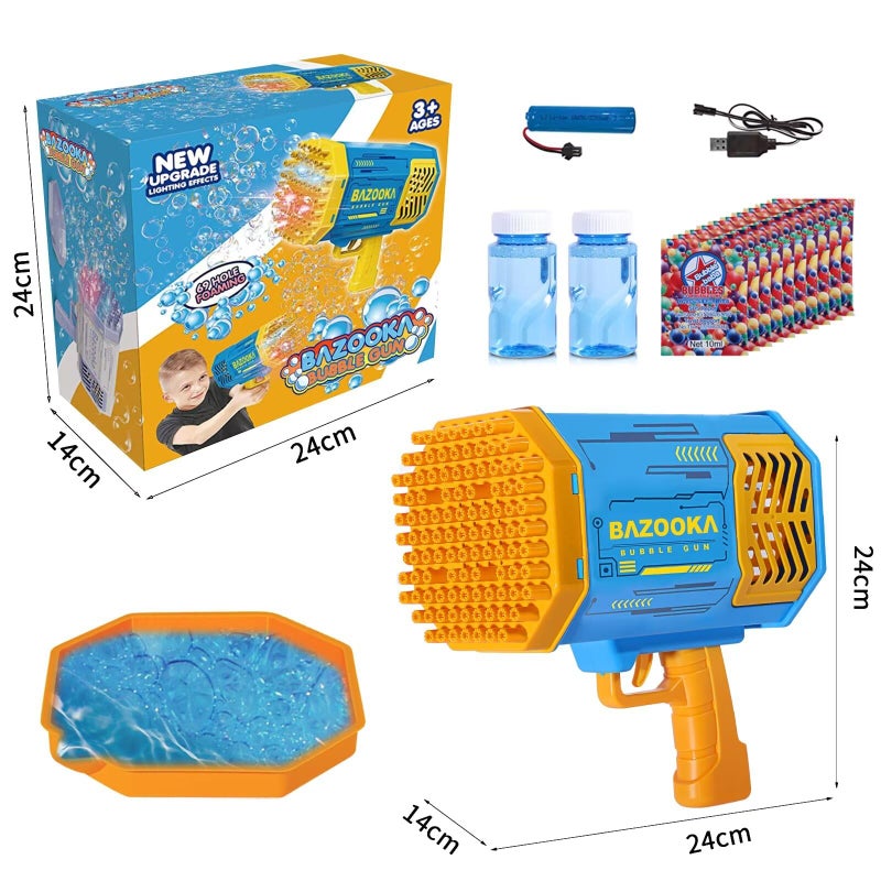 DESERT HOME Bubble Gun Bazooka Machine with Solution - 69 Holes Blaster for Outdoor Summer Toy, Party Favors - Blue Christmas Bubble Maker Blowers for Kids - Image 3