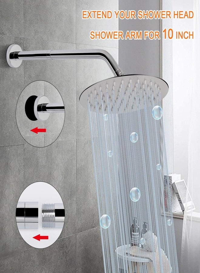 HarJue Shower Head Extension Arm, Shower Extender Water Outlet- Lowers Existing, Shower Pipe Extension for Bathroom, Made of Solid Metal Stainless Steel(8 Inch, Chrome Finish) - Image 4