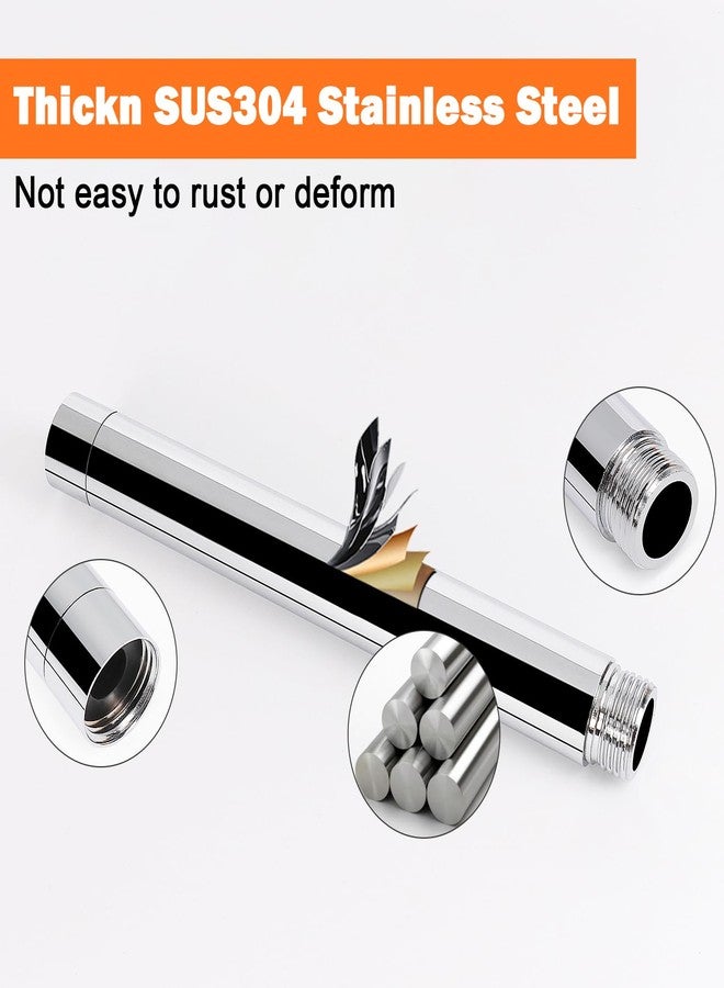 HarJue Shower Head Extension Arm, Shower Extender Water Outlet- Lowers Existing, Shower Pipe Extension for Bathroom, Made of Solid Metal Stainless Steel(8 Inch, Chrome Finish) - Image 3