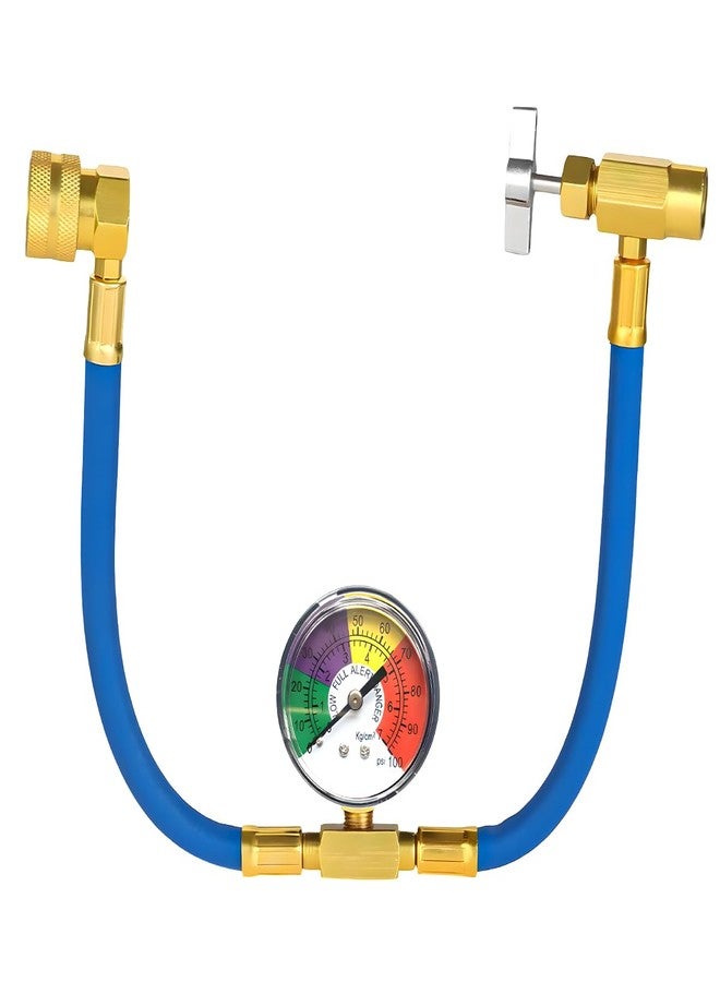 Ohleats R134A Refrigerant Charge Hose Kit, 18.1" R134a AC Refrigerant Charging Hose with Gauge, Auto A/C Refrigerant Dispensing Valve Recharge Nylon Hose Kit, Car Accessories - Image 1