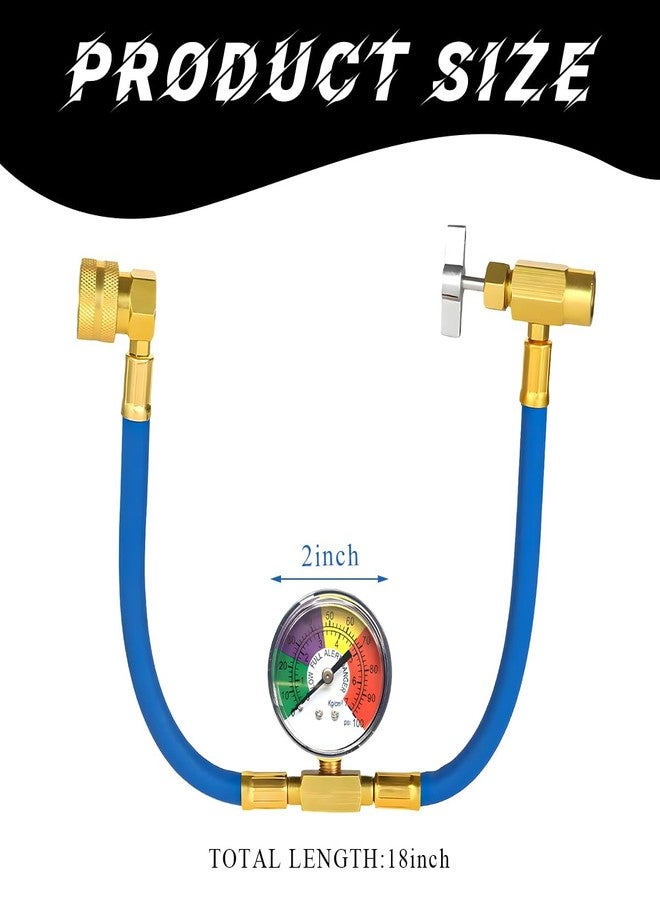 Ohleats R134A Refrigerant Charge Hose Kit, 18.1" R134a AC Refrigerant Charging Hose with Gauge, Auto A/C Refrigerant Dispensing Valve Recharge Nylon Hose Kit, Car Accessories - Image 2