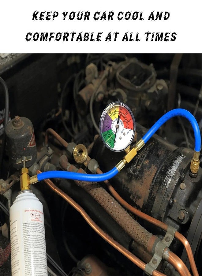 Ohleats R134A Refrigerant Charge Hose Kit, 18.1" R134a AC Refrigerant Charging Hose with Gauge, Auto A/C Refrigerant Dispensing Valve Recharge Nylon Hose Kit, Car Accessories - Image 4
