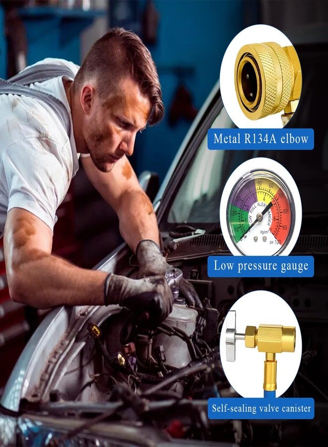 Ohleats R134A Refrigerant Charge Hose Kit, 18.1" R134a AC Refrigerant Charging Hose with Gauge, Auto A/C Refrigerant Dispensing Valve Recharge Nylon Hose Kit, Car Accessories - Image 3