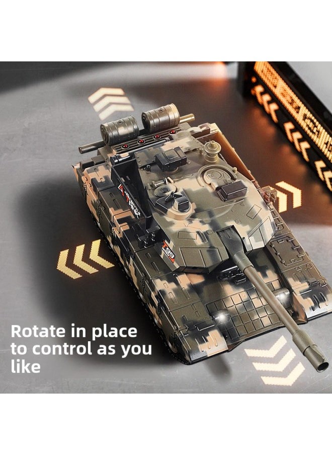 Generic - Remote Control Tank Cannon Charging Battle Tank Toy Remote Control Car Off-road Tracked Armor Model Wholesale-Colour:9-channel T90  Remote Control Turret Rotation + Sound And Light Effects-Specification: - Image 1