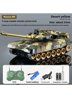 Remote Control Tank Cannon Charging Battle Tank Toy Remote Control Car Off-road Tracked Armor Model Wholesale-Colour:9-channel T90  Remote Control Turret Rotation + Sound And Light Effects-Specification:
