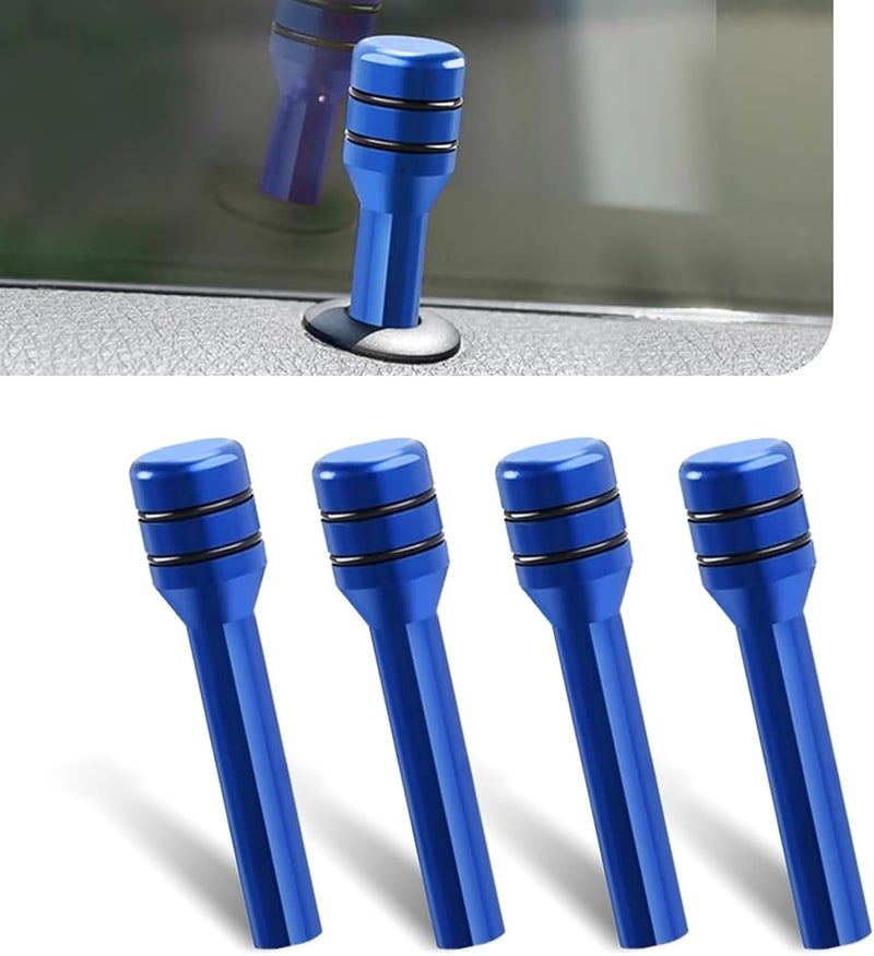 AutoBizarre Metallic Car Door Lock Knobs Aluminum Alloy Inner Door Lock Pull Pins for Car Decoration Universal for All Cars (Blue) - Image 1