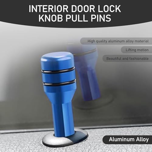 AutoBizarre Metallic Car Door Lock Knobs Aluminum Alloy Inner Door Lock Pull Pins for Car Decoration Universal for All Cars (Blue) - Image 3