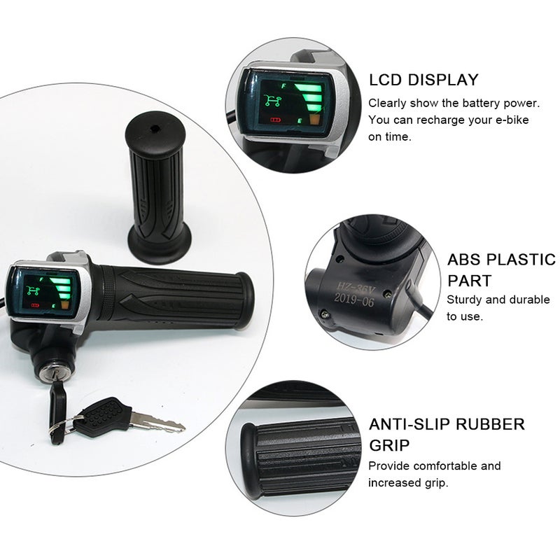 24V/36V/48V Electric Bike Twist Grip Throttle with LCD Battery Display Electric Bicycle Throttle Grip with Power Indicator - Image 5