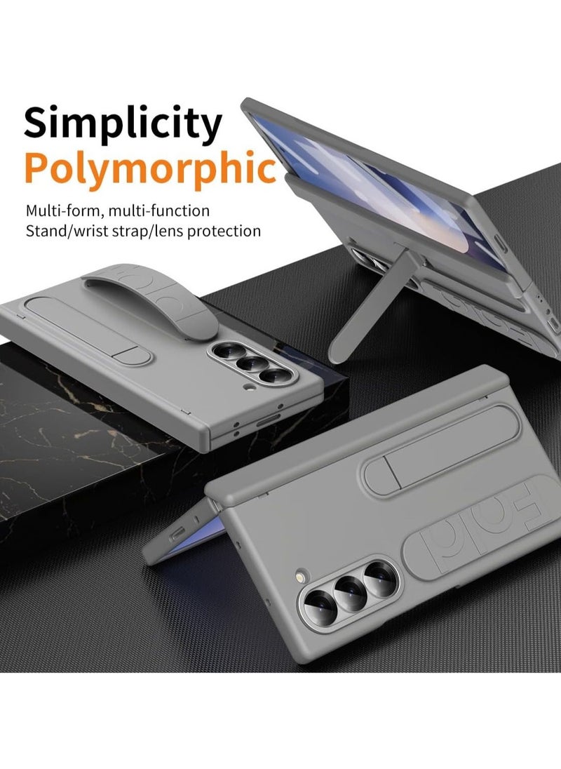 General Case Compatible with Samsung Galaxy Z Fold 6, with Foldable Screen Stand and Wristband, with Fully Wrapped Protective Cover for The Shell Film Hinge Cover with Pen Slot and Pen  - Image 2