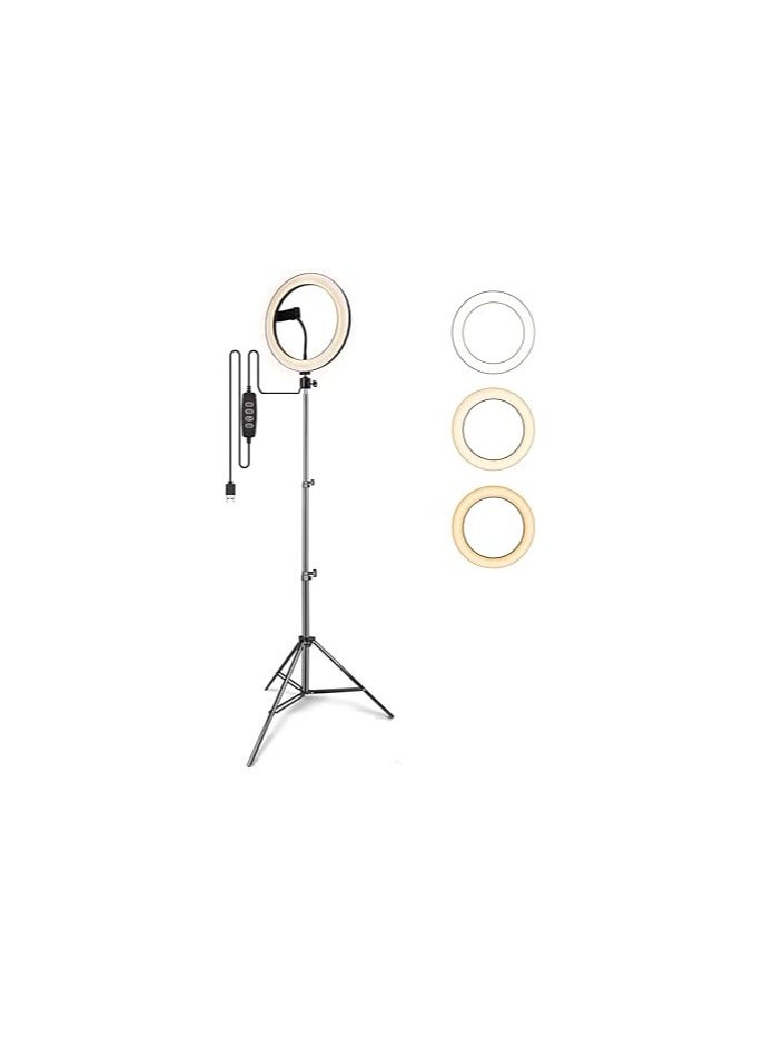 حلقة إضاءة 26 سم مع صوت USB، أبيض، إضاءة ثابتة - Image 1