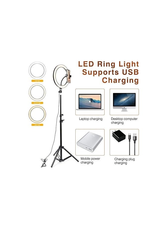 حلقة إضاءة 26 سم مع صوت USB، أبيض، إضاءة ثابتة - Image 3