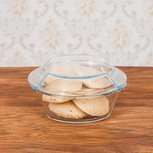 Femora Borosilicate Glass Casserole with Lid 500ml | Oven, Microwave, Freezer & Dishwasher Safe | BPA Free | Scratch Resistant | 1 Year Warranty | Transparent Serving Bowl - Image 2