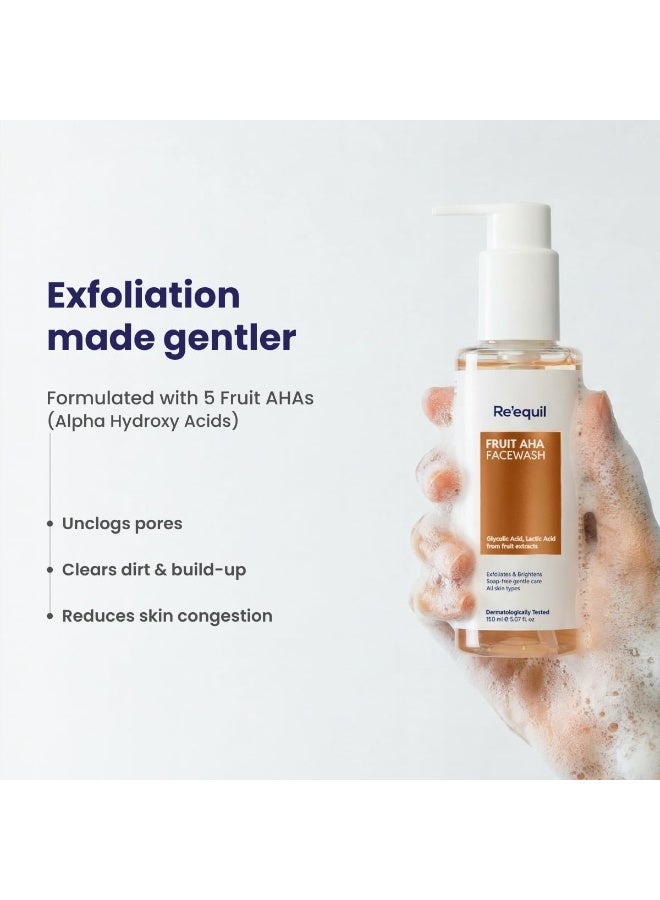 RE' EQUIL RE'EQUIL Fruit AHA Face Wash | Daily Exfoliating Cleanser for pigmentation, dullness & uneven skin tone | With Glycolic & Lactic acid from fruit extracts - 150 ml - Image 4