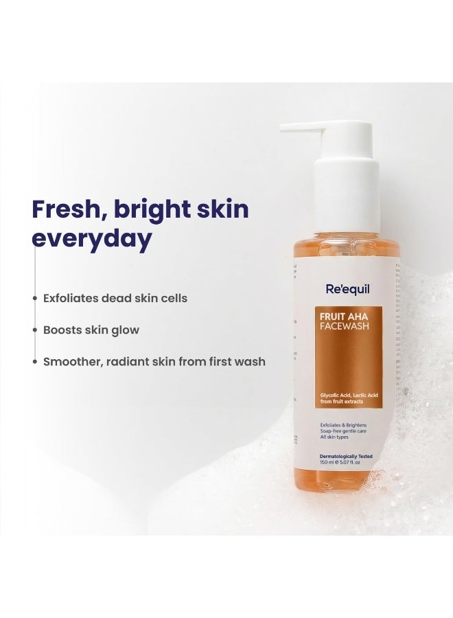 RE' EQUIL RE'EQUIL Fruit AHA Face Wash | Daily Exfoliating Cleanser for pigmentation, dullness & uneven skin tone | With Glycolic & Lactic acid from fruit extracts - 150 ml - Image 2