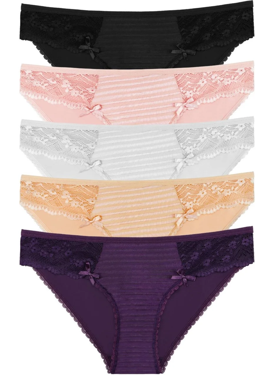 Sensu Women's Tulle and Lace Slip 5-Piece Panties Set - KTS2071