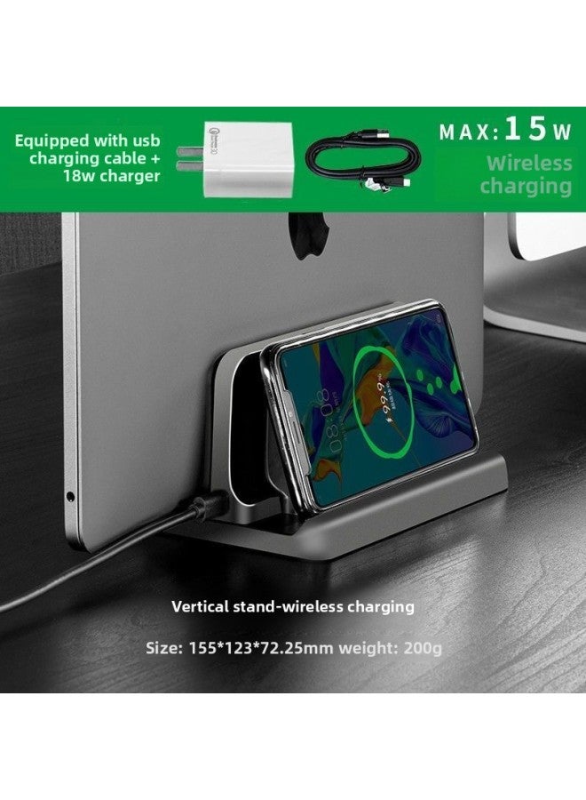 Deer For Notebook Vertical Stand Computer Clip Storage Rack Macbook Desktop Side Stand Upright Bracket-Color:Single Stand—15w Wireless Charging—with Charging Cable + Head⚑⚑