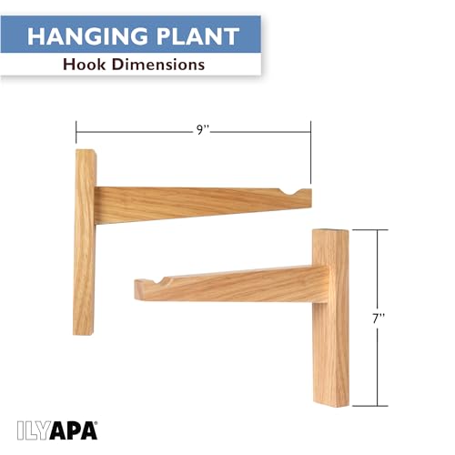 Ilyapa 2 Pack Wood Hanging Plant Hooks for Wall 9 in Hook Plant Hanger Indoor Brackets for Baskets Macrame Wall Planters Indoor Plants Holder - Image 3
