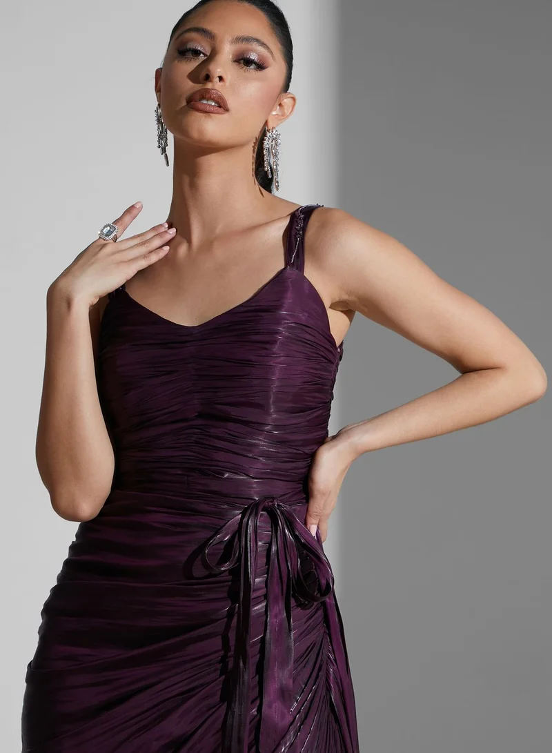 Namshi X Hadia Ghaleb Hadia Ghaleb U-Neck Draped Dress